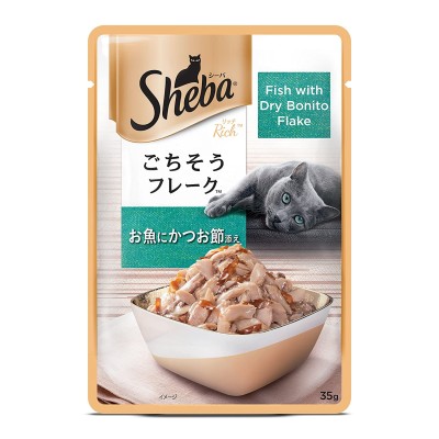 Sheba Fish With Dry Bonito Flakes Pouch Cat Food 35g pack of 12